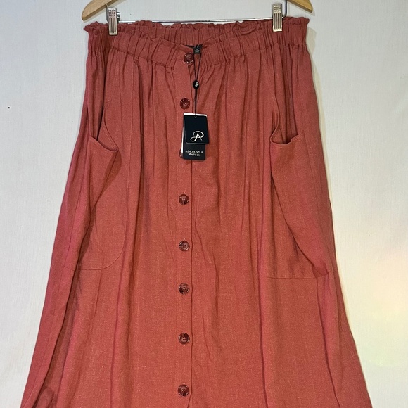Trendy Cottagecore Vintage Versatile A-Line Linen Skirt with buttons and pockets - Picture 1 of 5